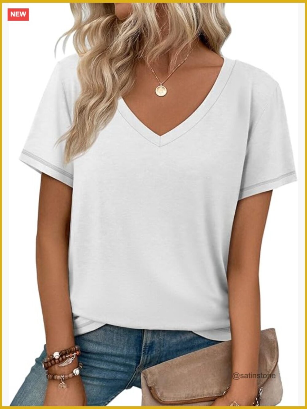 V Neck Short Sleeve T Shirt for Women Soft Casual Summer Tee